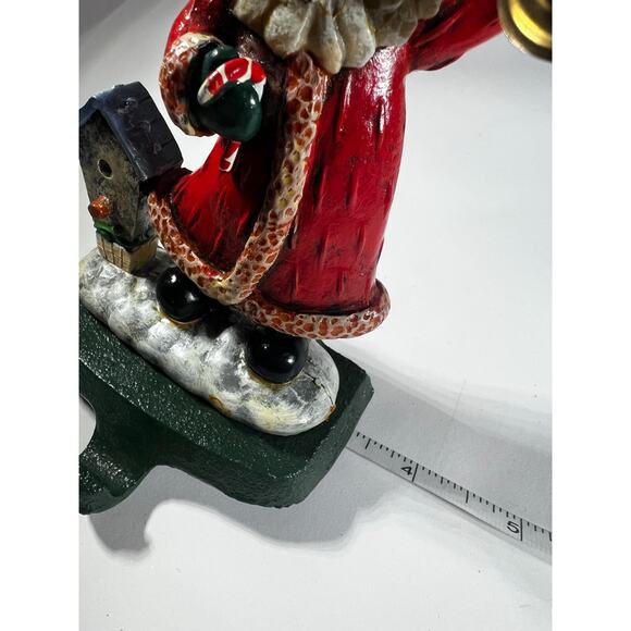 Vintage Christmas Stocking Holder K's Collection Santa Birdhouse Bell Metal - Picture 9 of 10